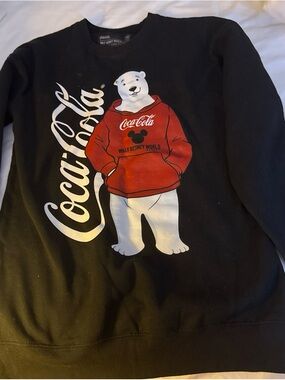 Coca Cola Black Crewneck Sweatshirt with Red Polar Bear Graphic